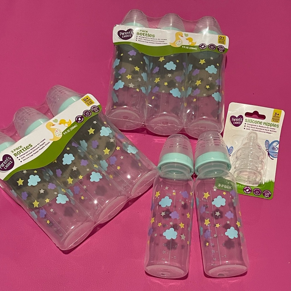 Baby Bottles with Star and Cloud Design